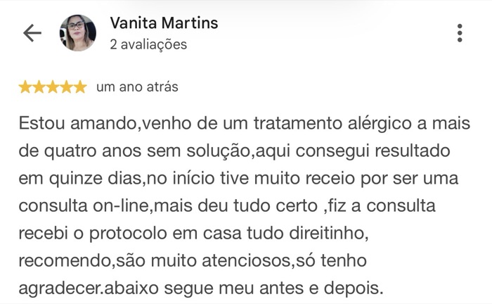 Avaliação de cliente no Google
